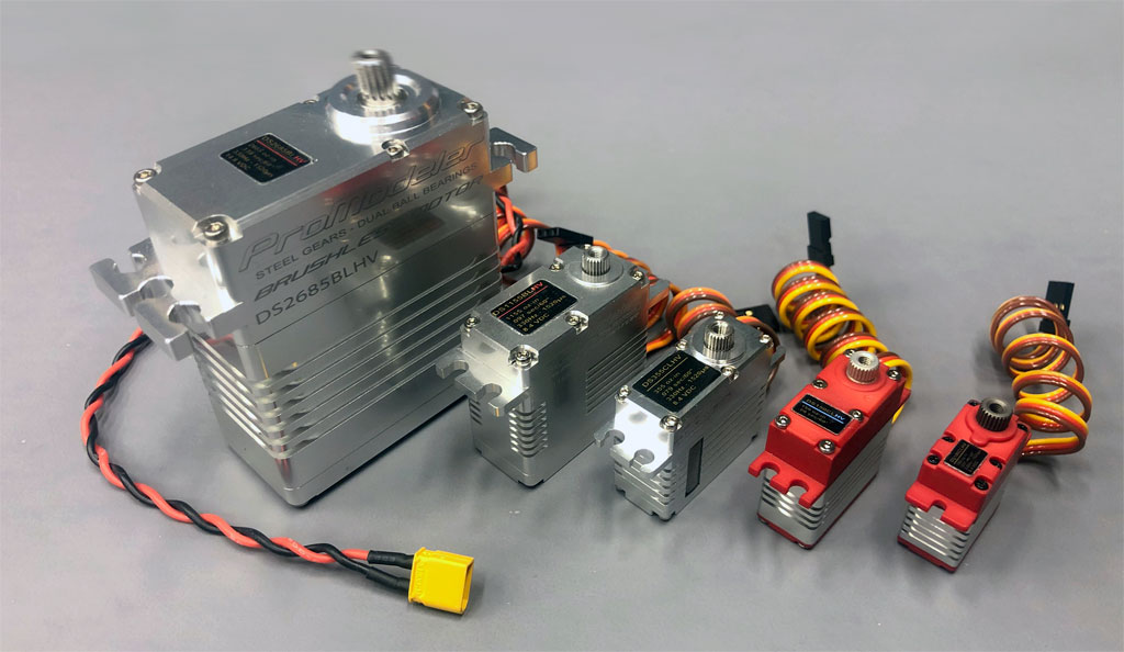 Image showing examples of the different sizes of servos offered by ProModeler