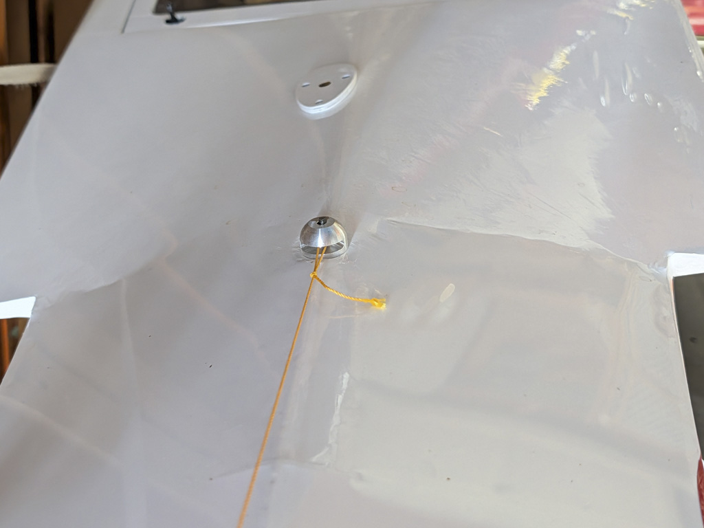Close up photo of the external tow of the tow-release mechanism for the Hangar 9 165-inch Carbon Cub FX-3