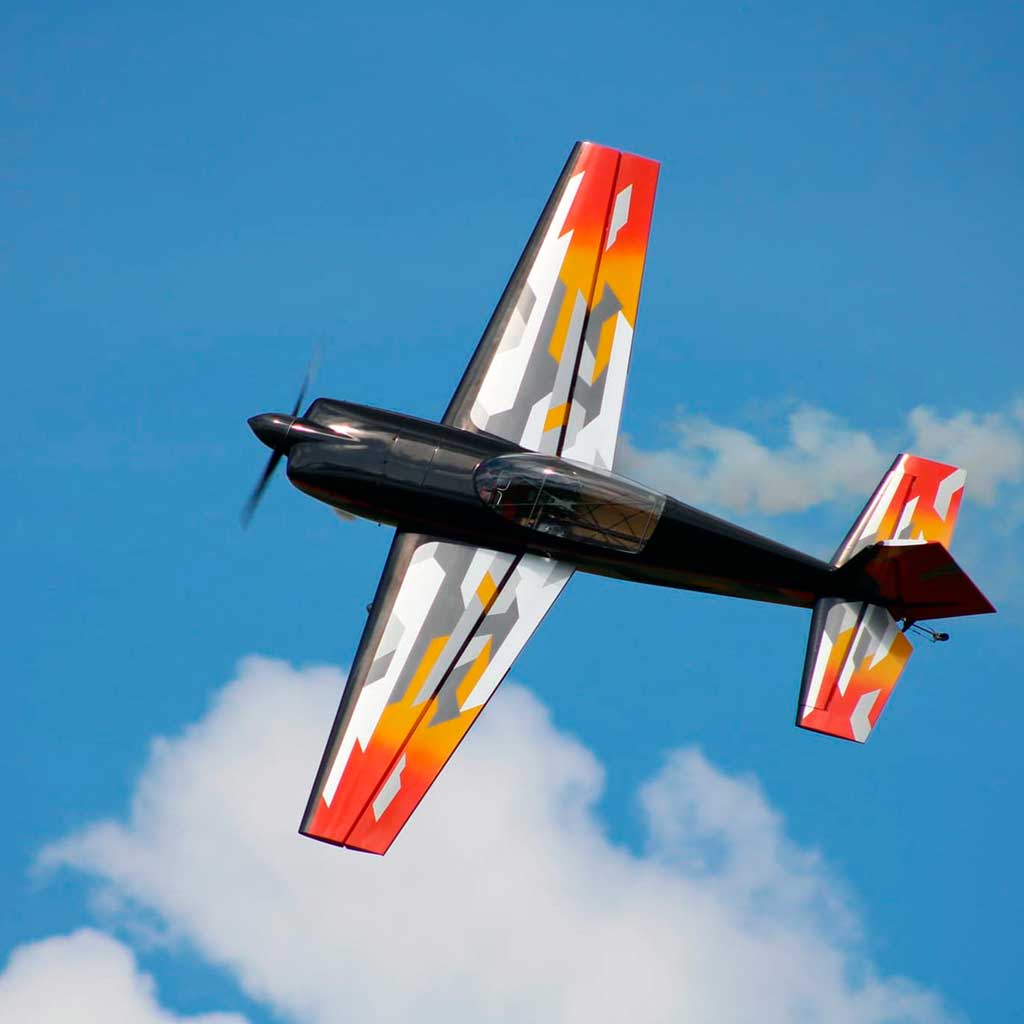 CARF Extra 330LX in knife-edge flight