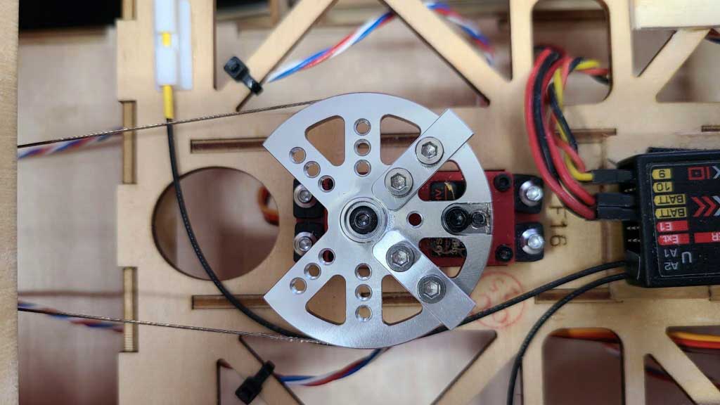 Close up of a ProModeler PDRS50PP-25T installed in a 91" wingspan 3D model.