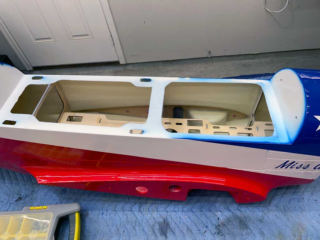 Uncovered view of P-51 Mustang fuselage showing the equipment tray before installation.