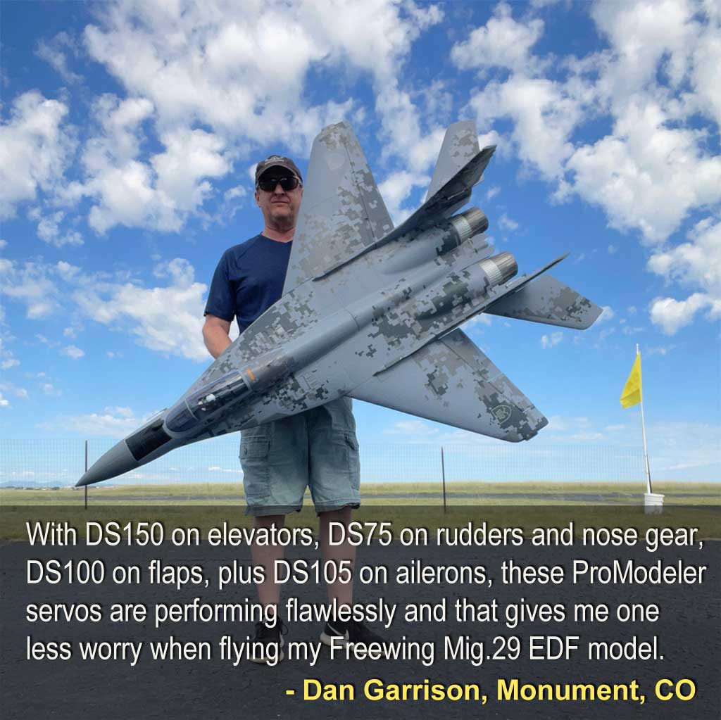 Dan Garrison with his Freewing Mig29 and ProModeler servos