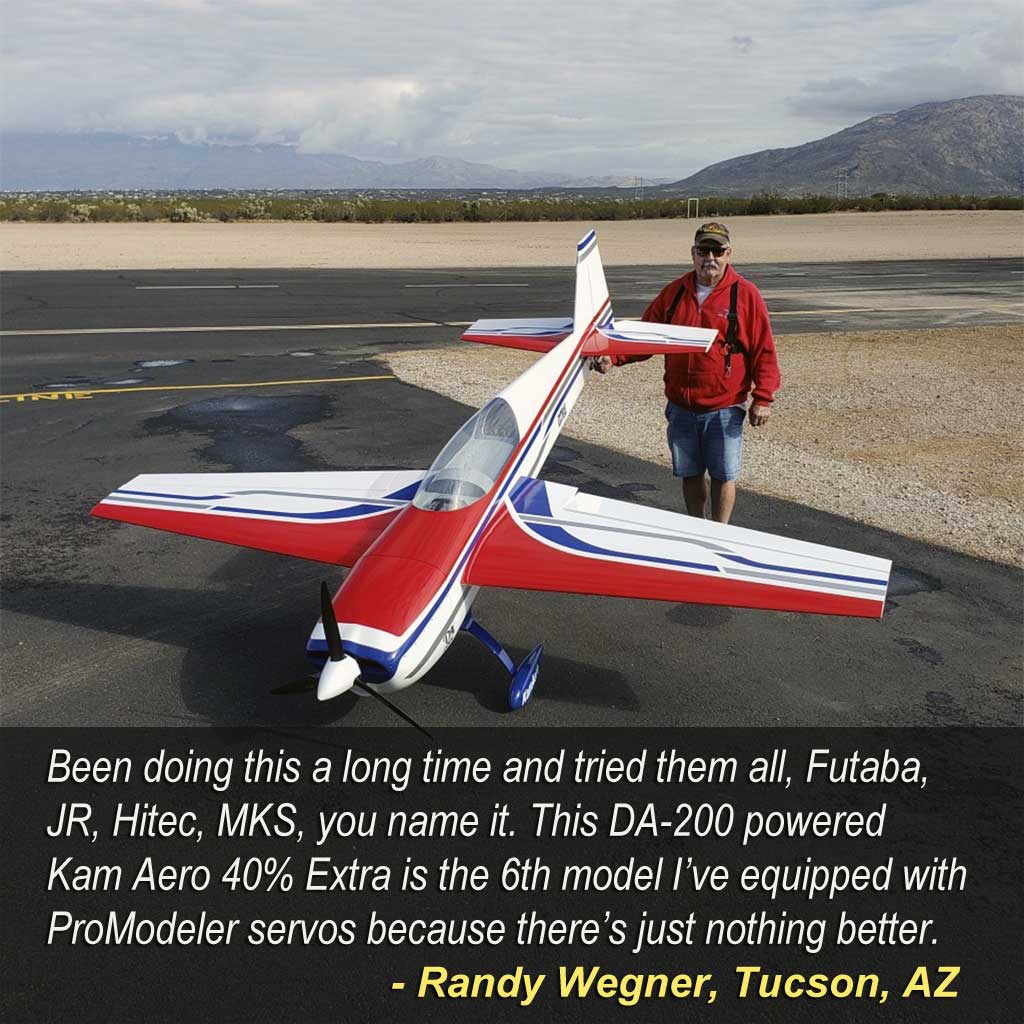 Randy Wegner with his 40% Kam Aero Extra model equipped with ProModeler servos