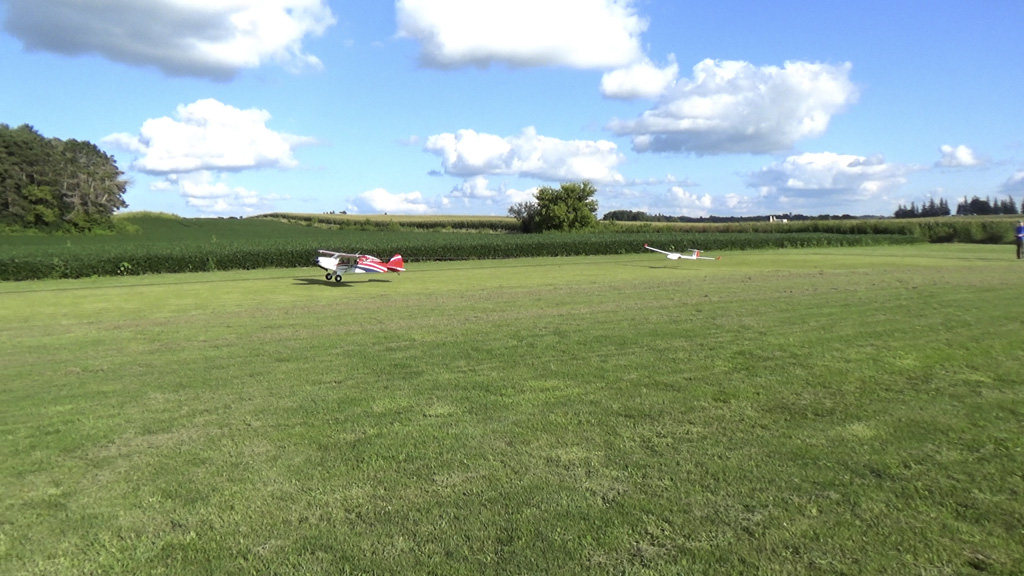 Side view of the launch showing both tug and glider airborne