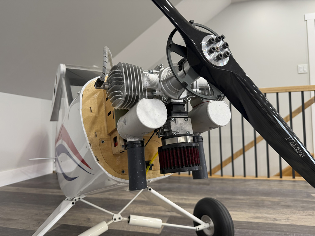 Close up of DLE170 engine installation