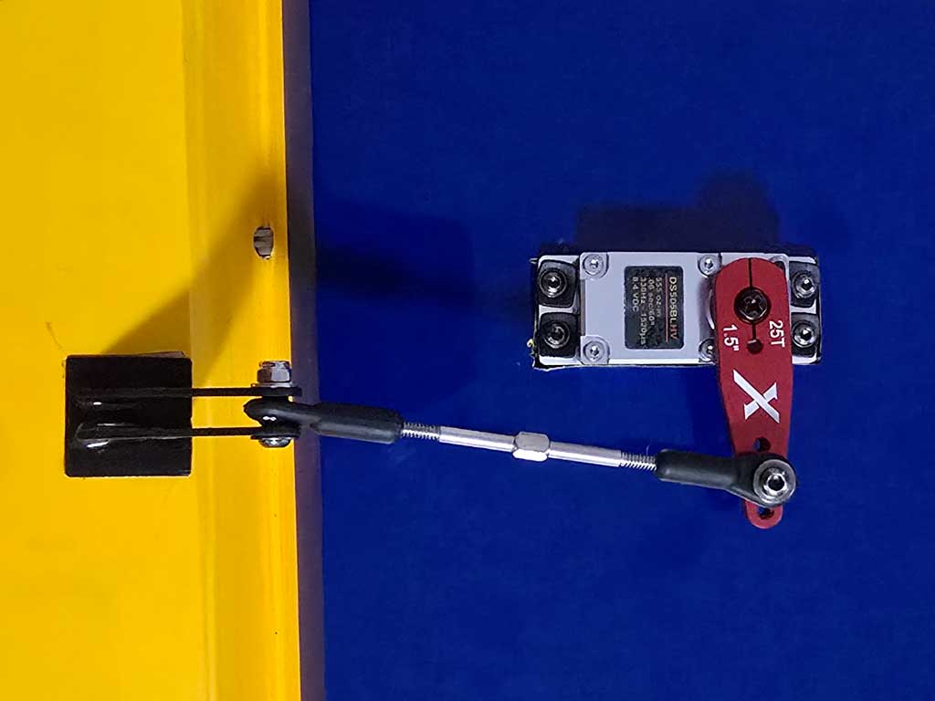 Close up photo of pocket style wing servo installation
