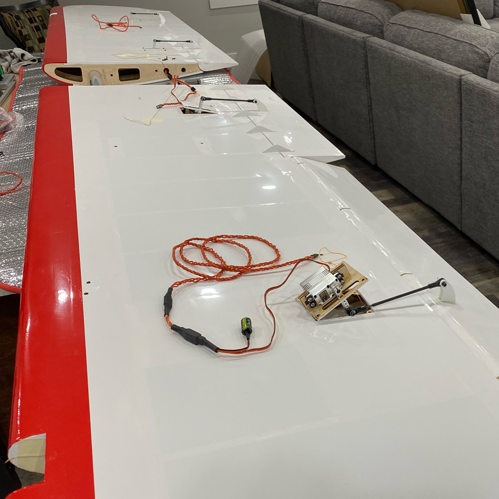 Wide photo of ailerons servo installation