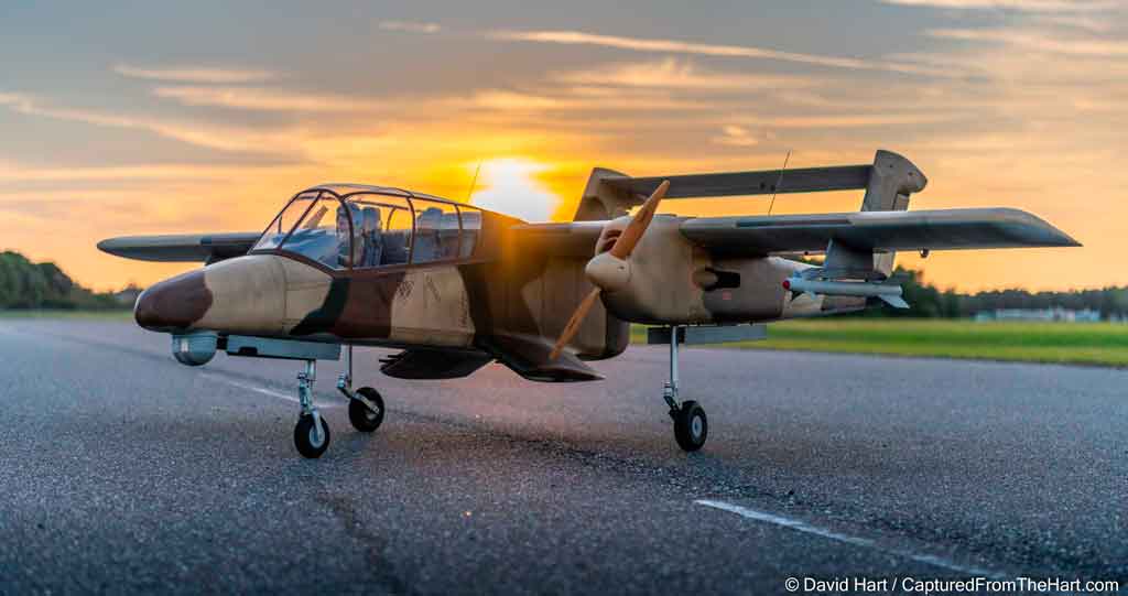 Image of Hangar 9 OV-10 Bronco against a beautiful sunset