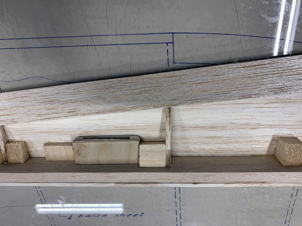 Close up photo of the internal construction of the hostetler quarter scale cessna 195 aileron showing the RDS pocket in detail