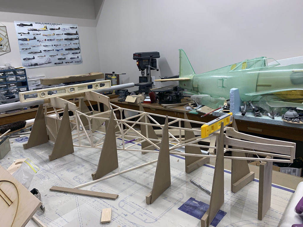 Close up photo of the fusleage under construction of the Hostetler quarter scale Cessna 195