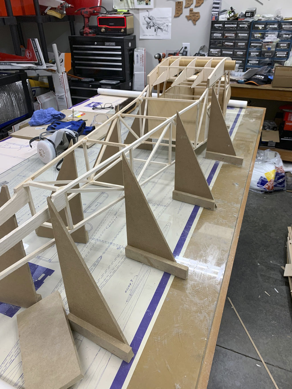 Close up photo of the aft fusleage construction of the Hostetler quarter scale Cessna 195
