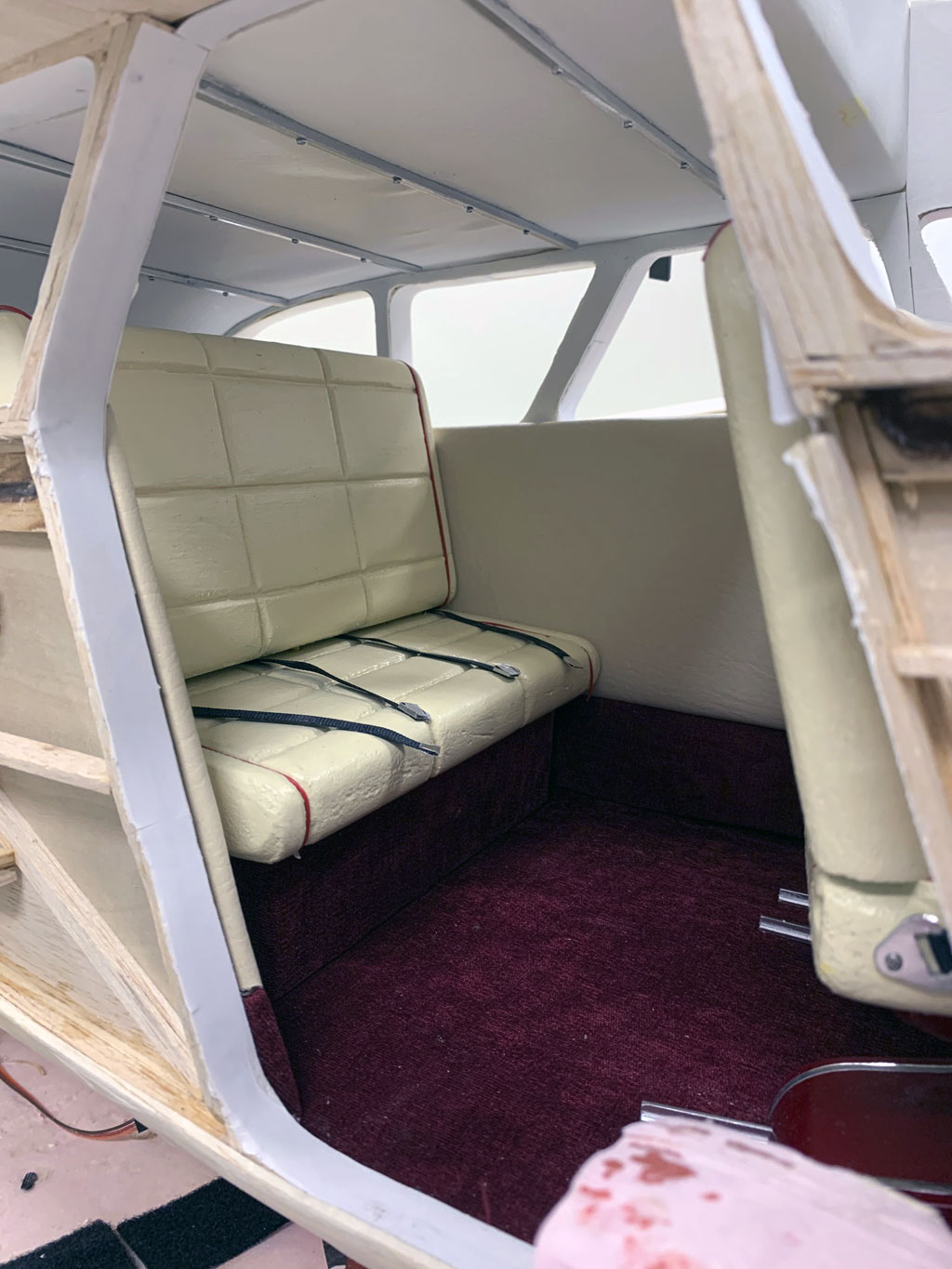 Close up photo of aft cabin interior for the Hostetler quarter scale Cessna 195
