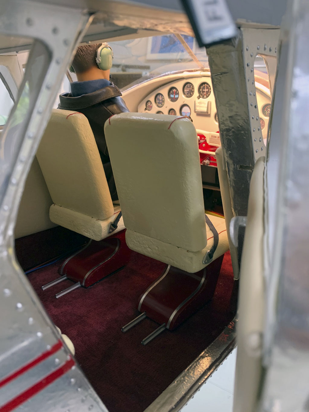 Close up photo of forward cabin interior for the Hostetler quarter scale Cessna 195