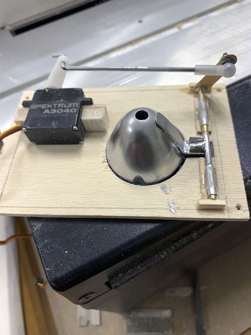 Close up of Hostetler quarter scale Cessna 195 landing light