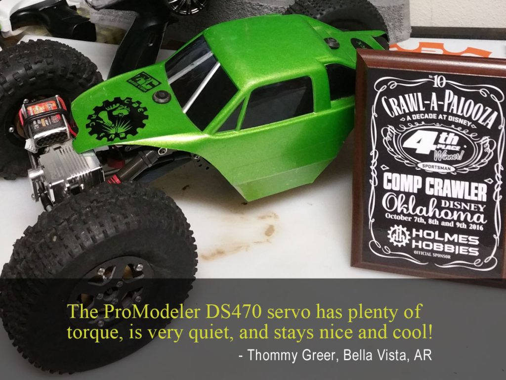 Thommy Greer earned 4th place at Crawl-A-Palooza using ProModeler servos