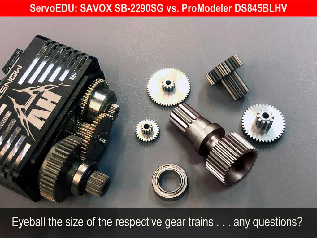 Photo showing the difference between ProModeler servos and competitors