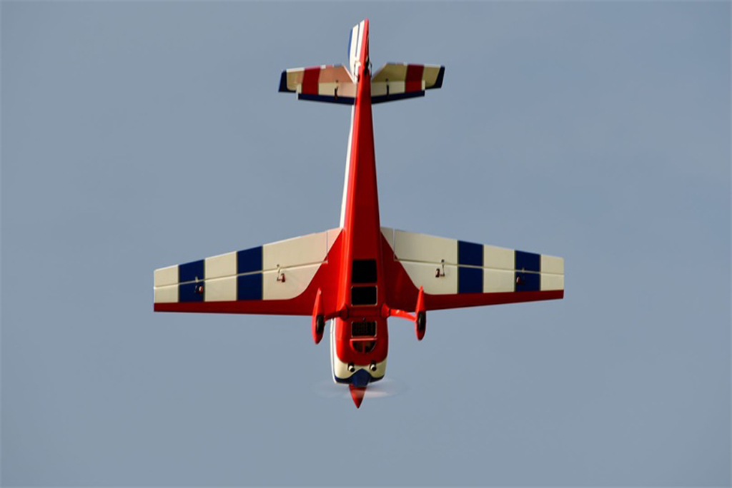 Photo of a nose down RC Skywing 116-in Extra NG