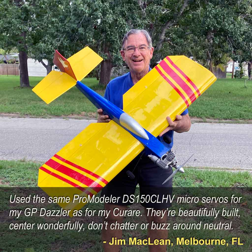 Jim MacLean holds GP Dazzler model airplane
