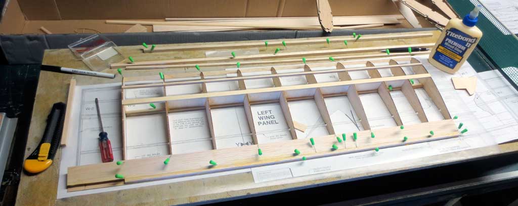 Close up of the wing structure of SIG Four-Star 40 under construction.
