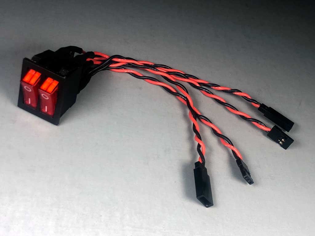 Close up of ProModeler dual switch, a pair of 20A illuminated switches in one.