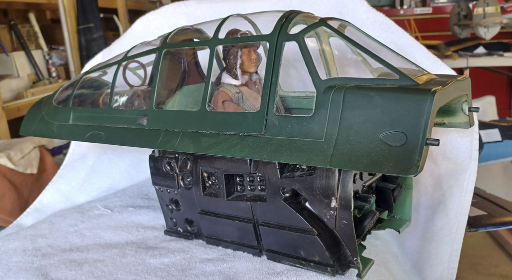 Sdie view photo of the cockpit for the TopRC Models 5th scale A6M5 Zero