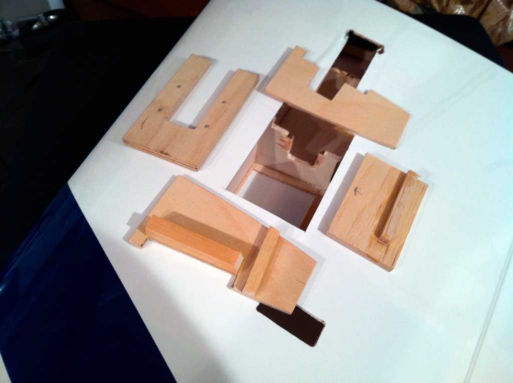 Moving the main gear blocks in favor retracts proceeds the same as for the repair except you fab up a few plywood bits to make the box to accept the retract unit.