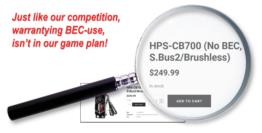 ProModeler is not the only servo manufacturer to discourage BEC use with these heavy duty servos