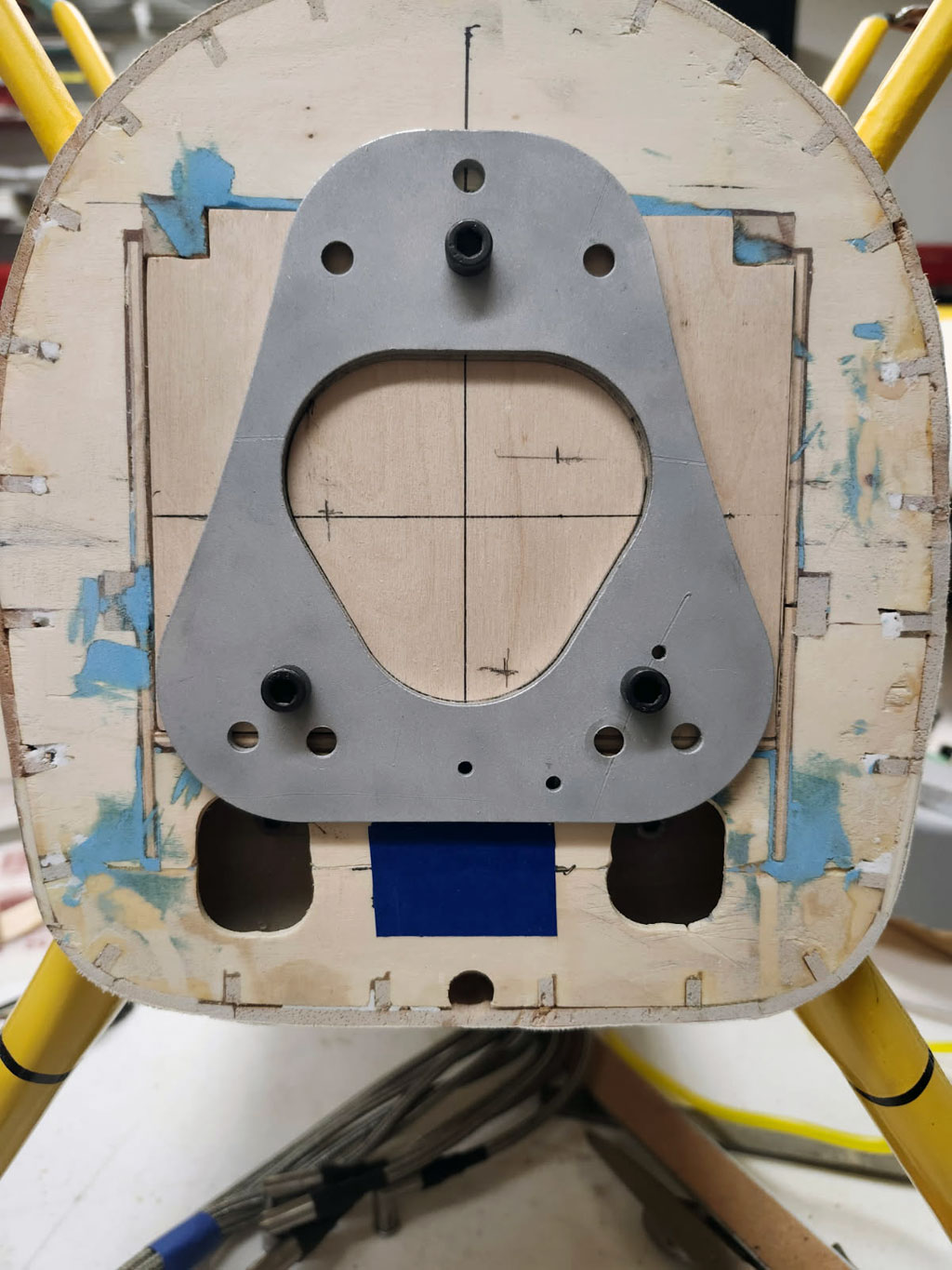 Close up photo of dry fitting the firewall in place