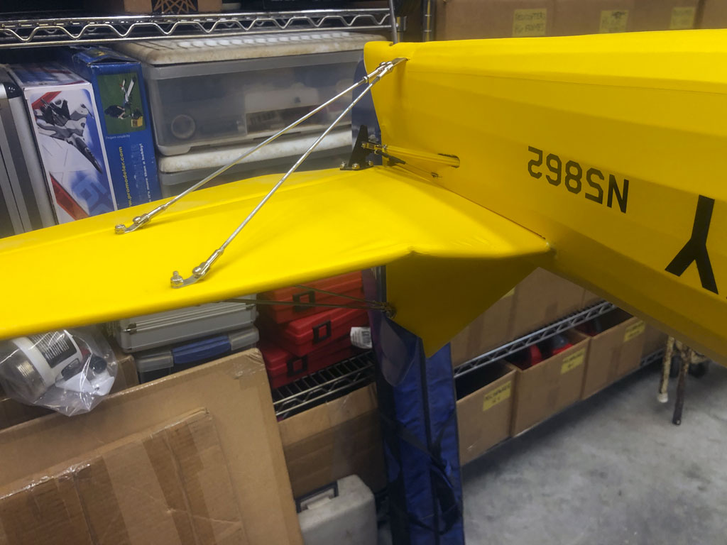 Close up of damaged Stearnman horizontal stab leading edge