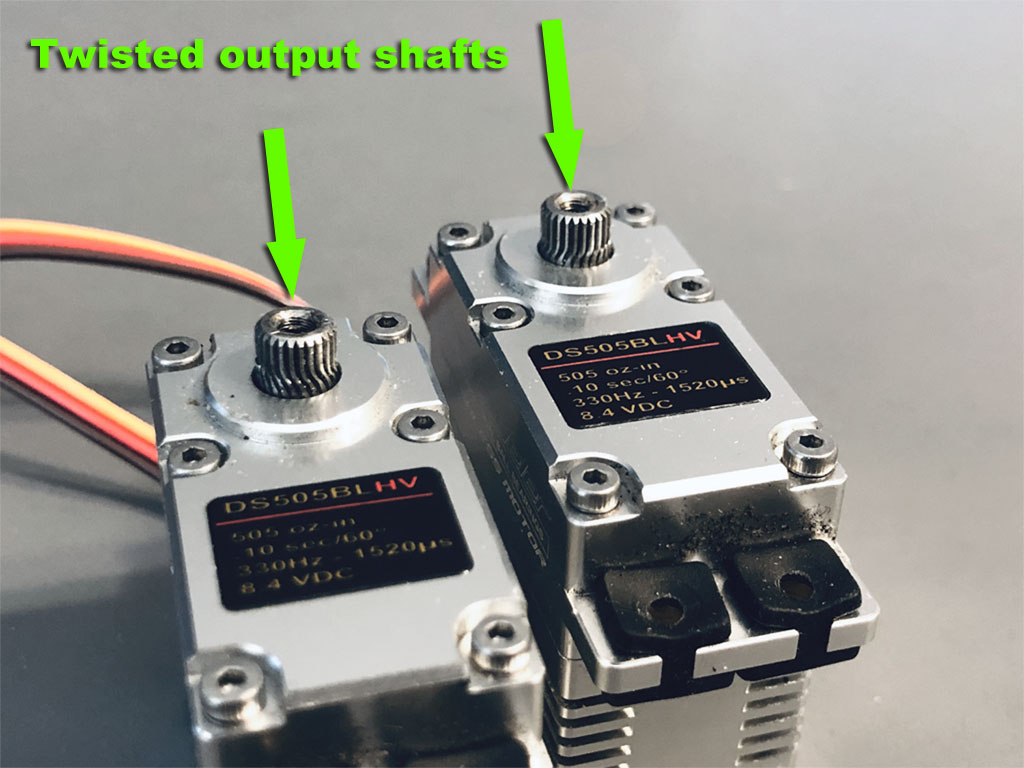 Close up photo of twisted ProModeler DS505BLHV output shafts