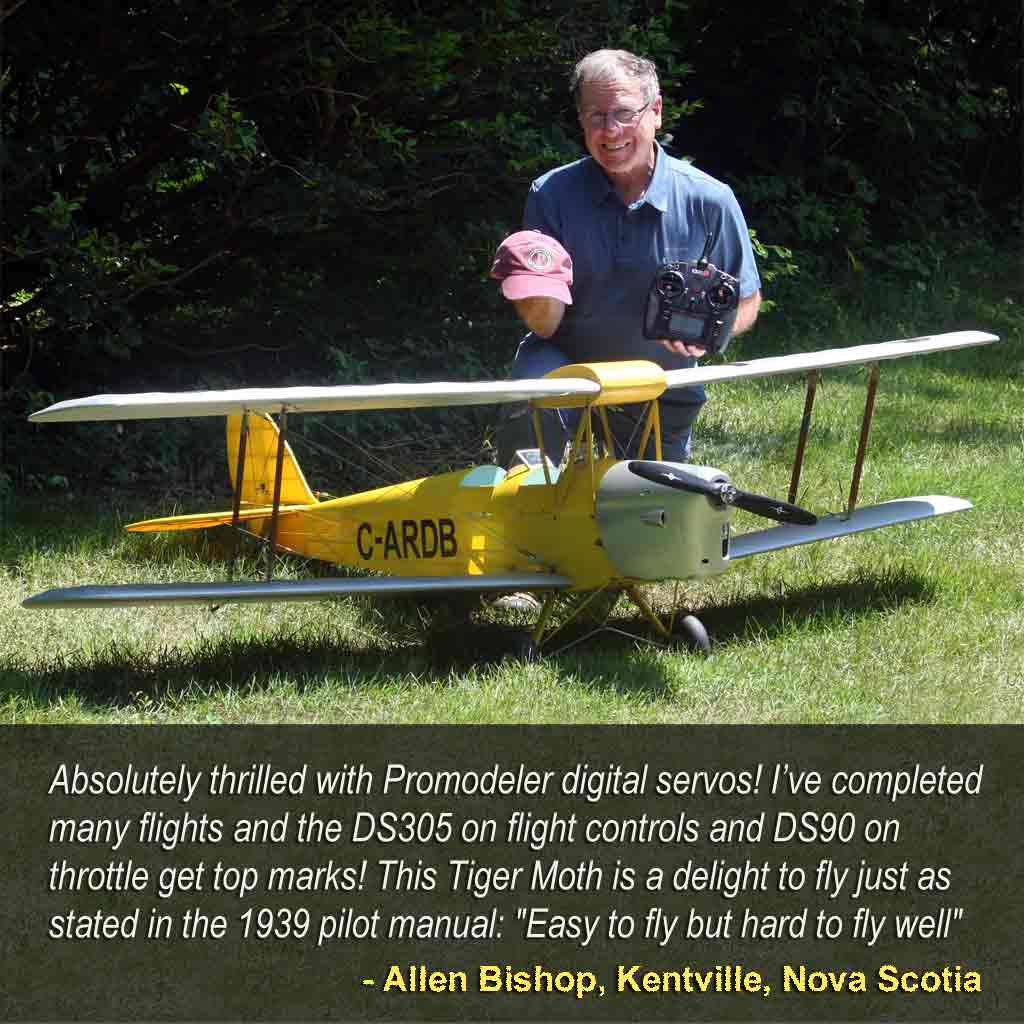 Allen Bishop's Tigermoth with ProModeler DS305 and DS90 servos