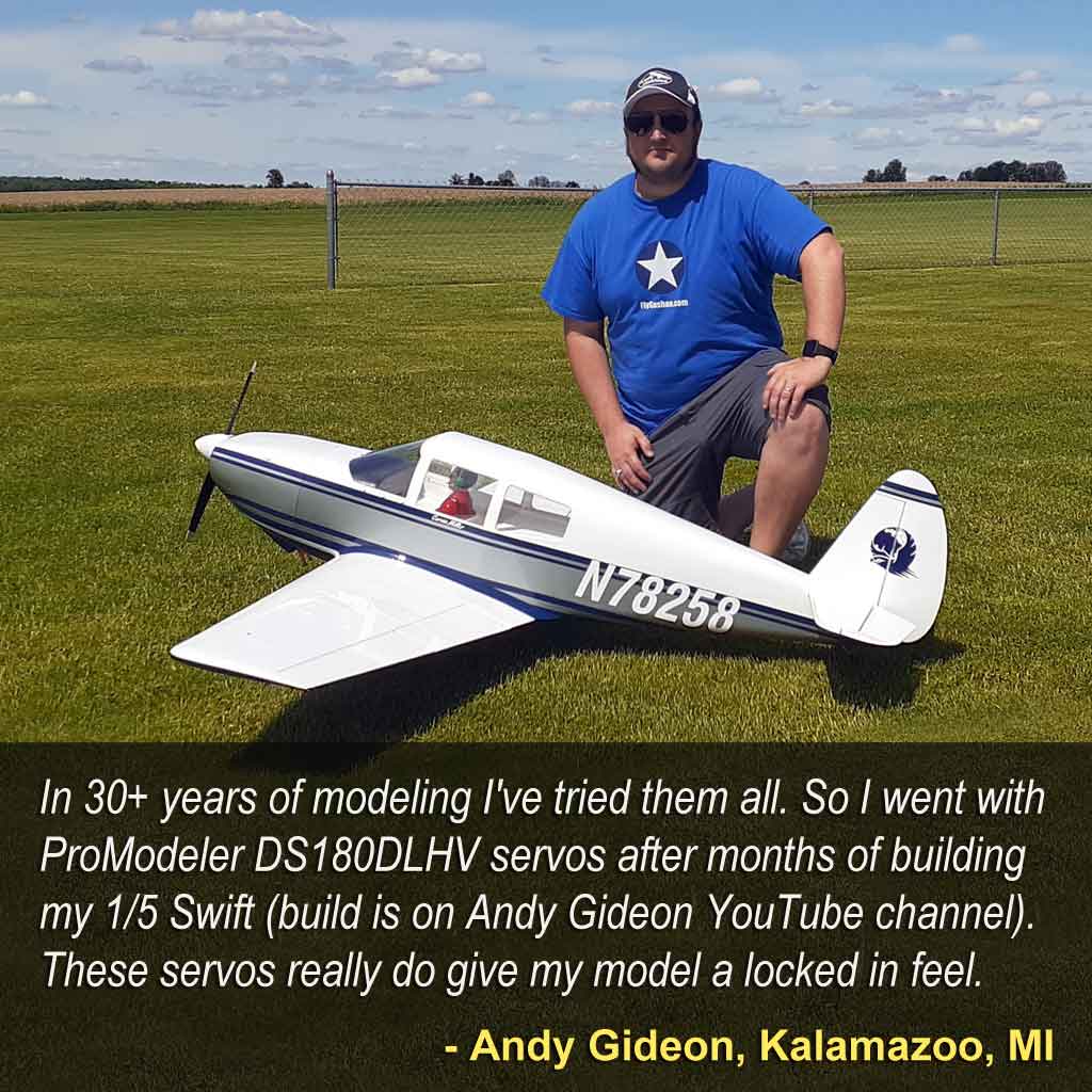 Andy Gideon's 1/5th scale Swift with ProModeler DS180 servos