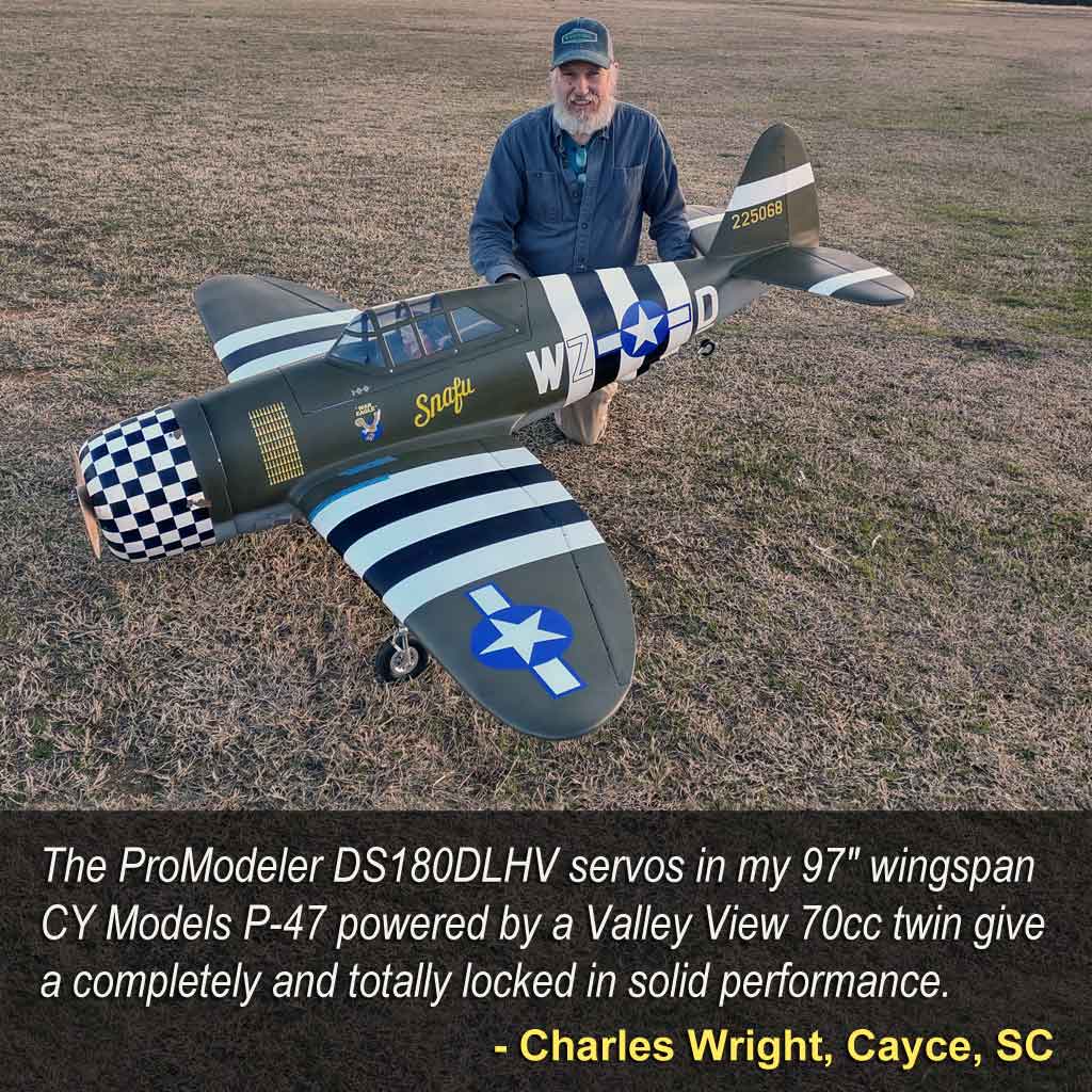 Charles Wright's CY Models P-47 Snafu with ProModeler DS180 servos