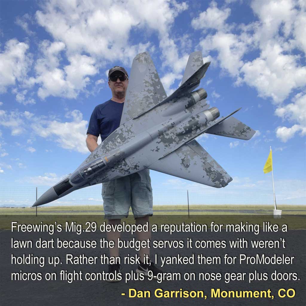 Dan Garrison's Freewing Mig29 with ProModeler DS75, DS100, DS105, and DS150 servos