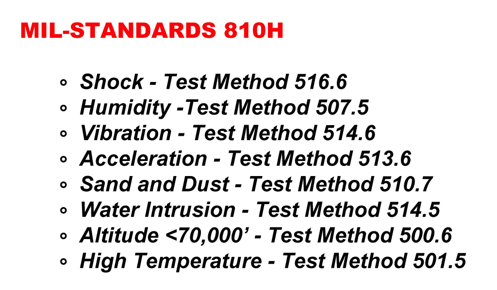 List of MIL-Standards that all ProModeler servos meet